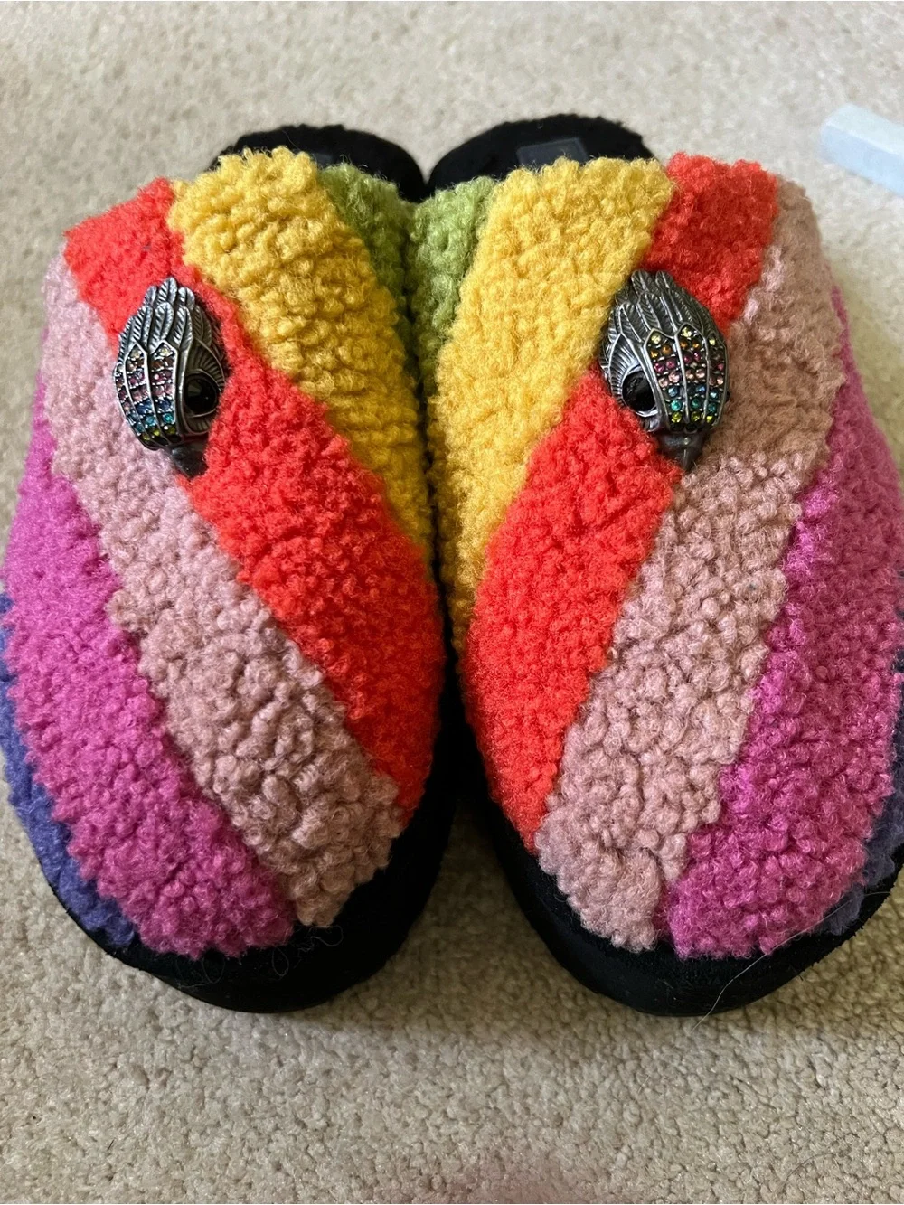 Kurt Geiger Sherpa Mules with Crystal Embellishment, worn twice indoors, size 40 - Picture 2 of 4